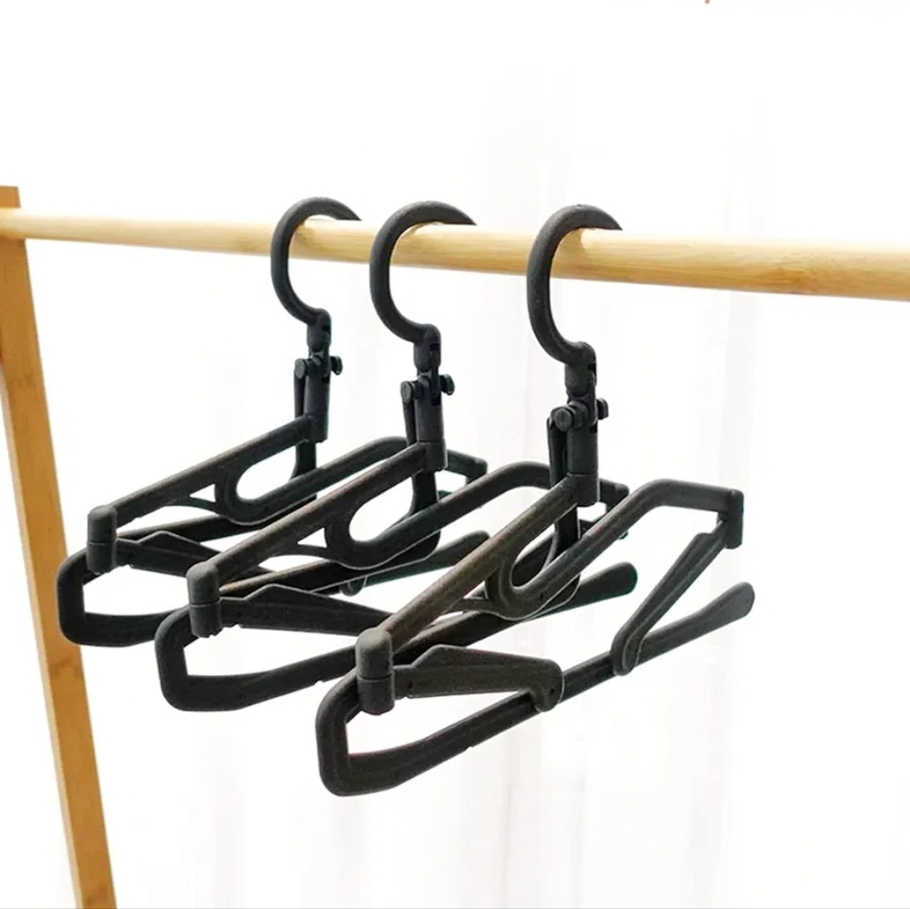 EZAM Clothes Hangers Space Saving - 6 Pack Box Foldable Hanger Black Detachable